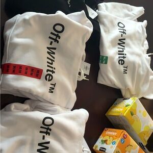 Off-White White Logo Pullover Hoodie Trio